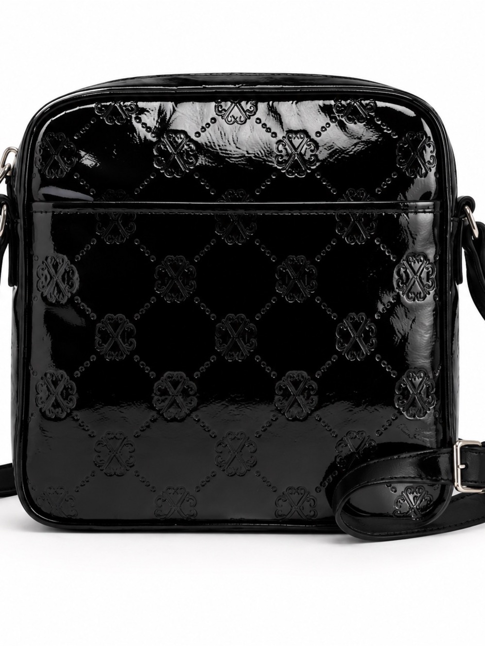 Christian Lacroix Laine Matte Patent Crossbody Bag Black NWT